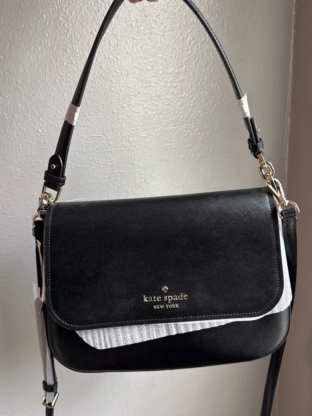 Kate Spade Black and Silver Leather Shoulder/ Crossbody Bag